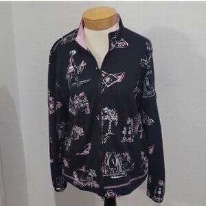 💙 ERIN LONDON WOMEN’S FRONT DOUBLE ZIP BLACK & PINK SHACKET W SEQUINS SZ:MEDIUM